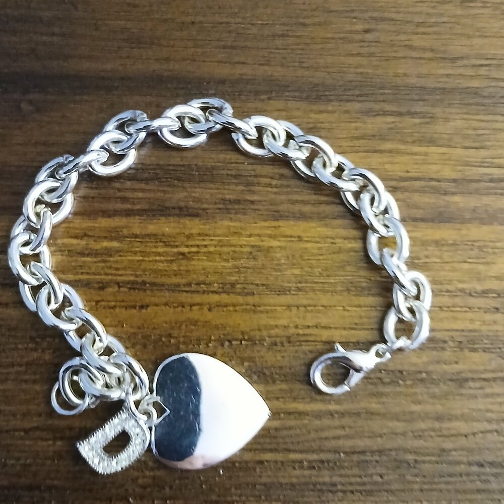 Ladies Silver tone Initial "D" Bracelet